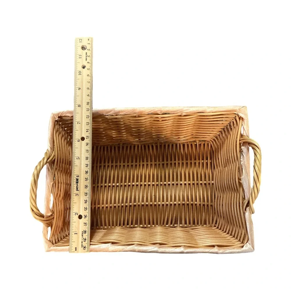 Natural Wicker Rectangular Storage Basket with Handles Honey Brown 11 x 8 x‎ 3